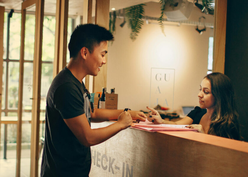 Hotel reception desk